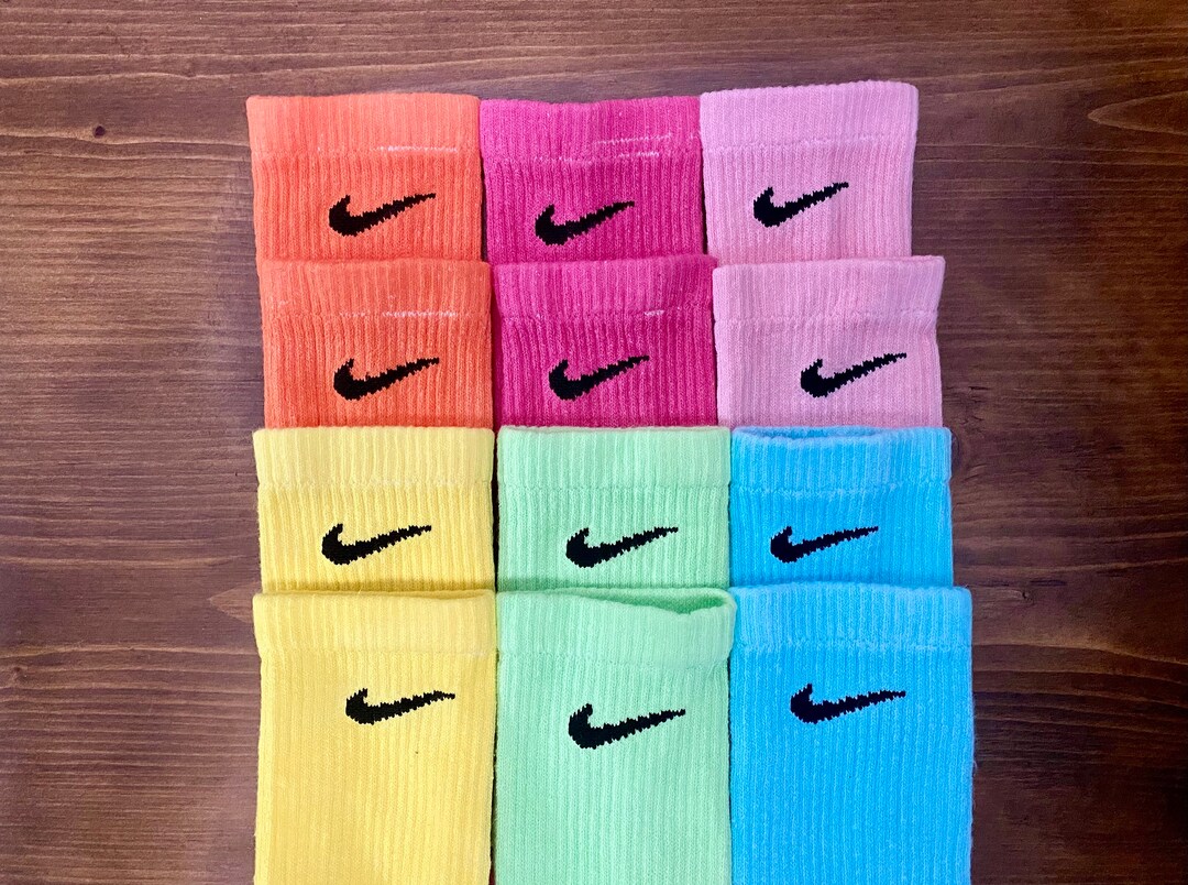6 Pack Nike Solid Dye Dri Fit Socks Etsy