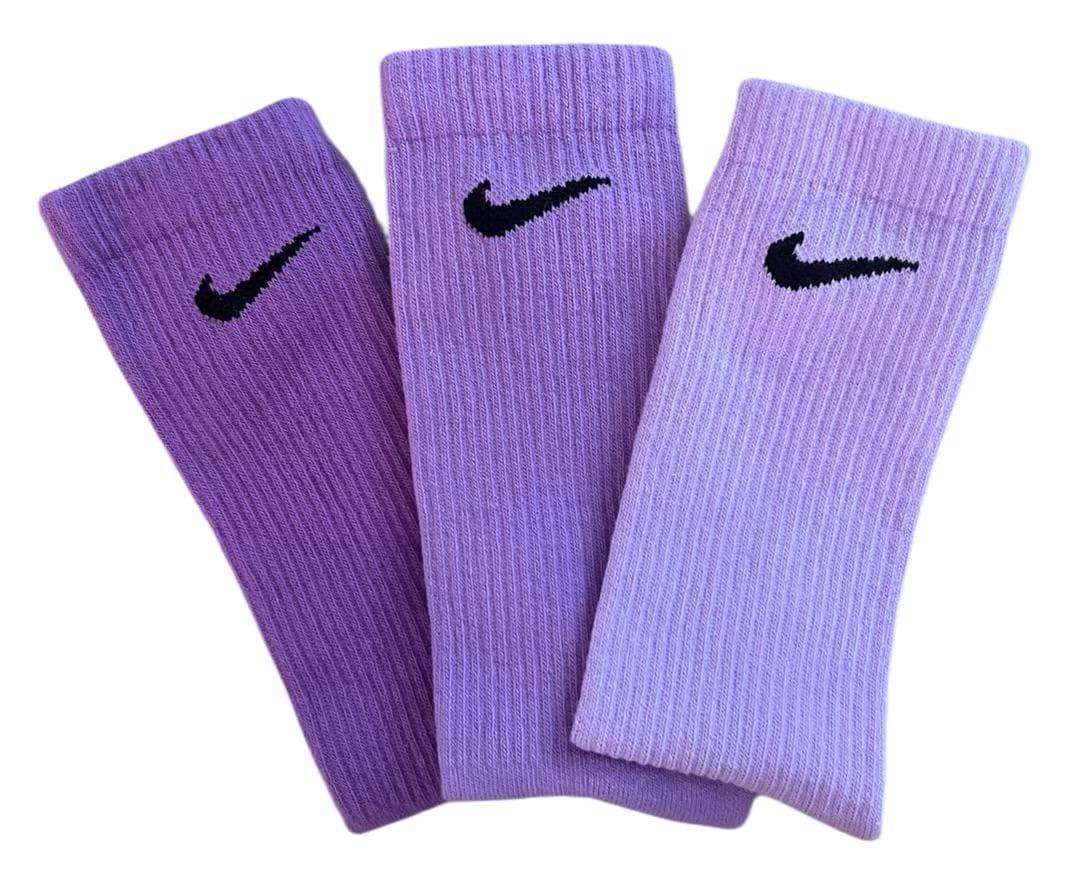 3 - Pack Nike Solid Dye Dri Fit Crew Socks, Purple Pack