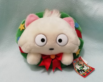 Vintage 1994 Christmas Tama & Friends Momo Plush Doll /Japan Sony Sega Cute Kawaii Cat Cartoon /Xmas Gift Door Decor Soft Toy Stuffed Animal