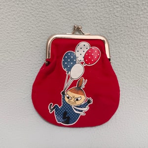 Moomin Little My Wallet Geldbörse Kleine Geldbörse Klemme Druckknopf Stofftasche Baumwolle Kawaii Mädchen Cartoon Retro Rot
