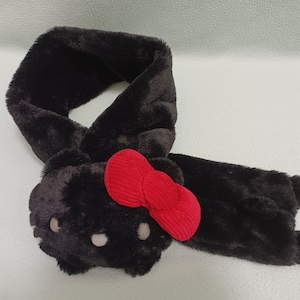 Hello Kitty Plush Scarf Sanrio Winter Gift Retro Japan Mascot Cat Cartoon Kawaii Black Minimal Necj Warmer