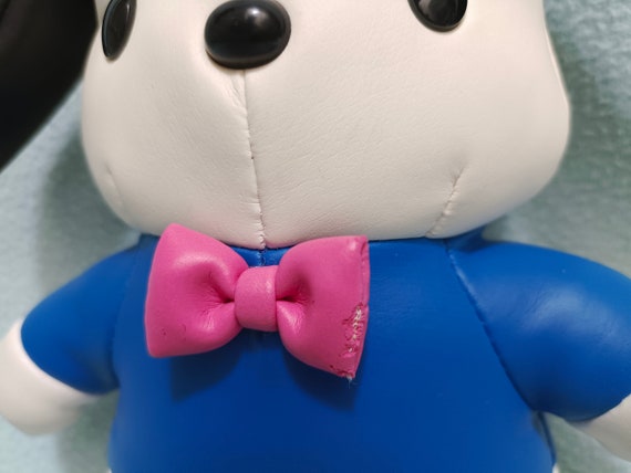 Vintage 1998 Sanrio Pochacco Dog Plush Doll Faux Leather Japan
