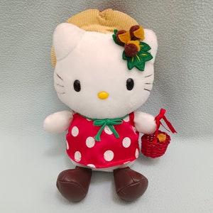 2001 Vintage Hello Kitty Plush Doll Sanrio Gift Toy Decor Retro Japan Eikoh Mascot Cat Cartoon Kawaii Polka Dot Gardening