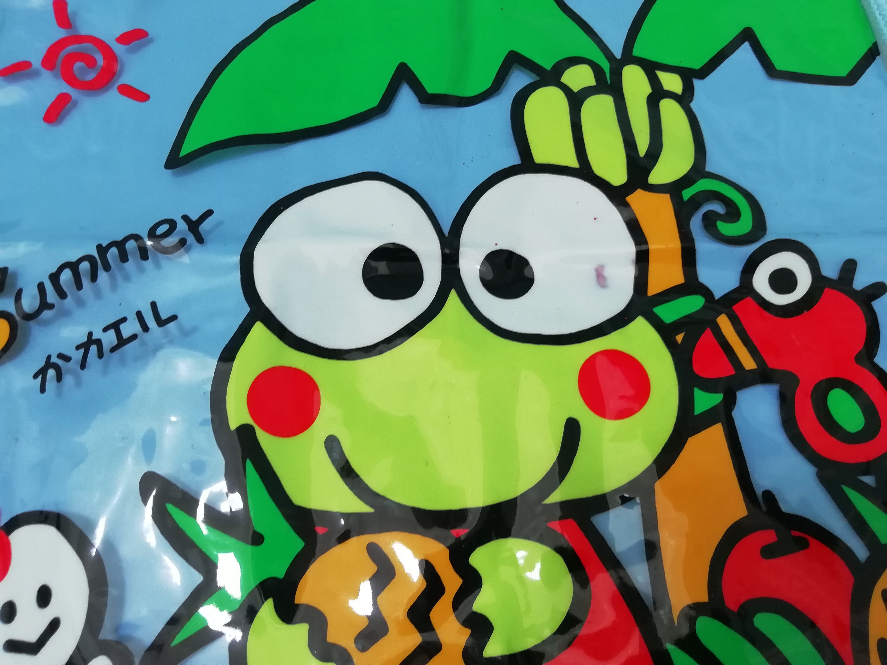 A sanrio character with green skin, is a frog, and named kerropi on Craiyon