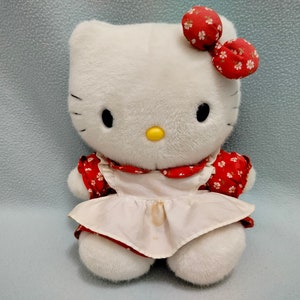 Vintage 2002 Hello Kitty Plush Doll Sanrio 10" Dress Up Stuffed Animal Soft Toy Decor Retro Japan Mascot Cat Cartoon Kawaii Red