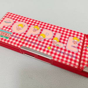 vintage Japon Reimei Popple Kawaii Fille Dessin Animé Boîte Crayon Magnétique Boîte Tri Compartiment Nouveau vieux Stock / Rétro Stationnaire