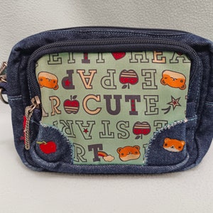 Vintage Papupi Bauchtasche Bauchtasche Tasche Denim / Retro Stickerei süßes Kawaii Tier / kleines Geschenk für Sie