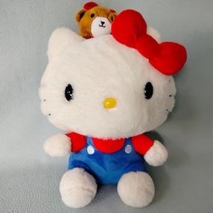 Muñeco de peluche Sanrio Hello Kitty con Tiny Chum de 11.5 pulgadas, juguete suave de peluche, decoración retro japonesa, mascota de gato, dibujos animados kawaii.