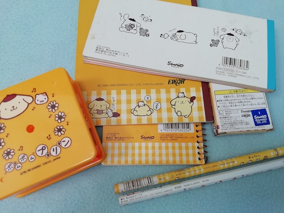 Vintage Sanrio Pom Pom Purin Stationery Mix Set Lot /made in Japan/kawaii  Collection/pencil Eraser Notebook Memo Pad Trinket Accessories Box 