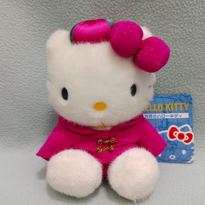 Vintage 1999 Hello Kitty Plush Doll Sanrio 6" China 中国 Stuffed Animal Soft Toy Decor Retro Japan Mascot Cat Cartoon Kawaii NOS Tag