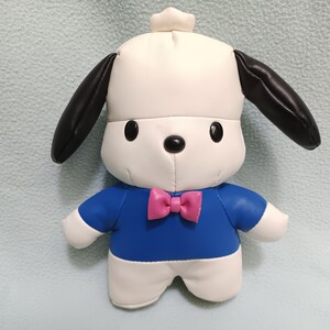 Vintage 1998 Sanrio Pochacco Perro De peluche Muñeca Faux Leather Japón Eikoh Kawaii Lindo dibujos animados Mascota / Peluche Peluche Animal Animal Decoración del hogar