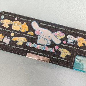 Vintage 2002 Sanrio Cinnamoroll Etui Box Denim / Kawaii Briefpapier Brillenkoker Collectible Gift / Cartoon Hond Mascotte