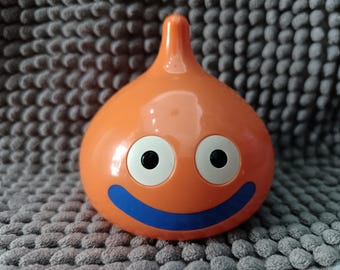Smiley Slime Orange Coin Bank Vinyl Doll / Square Enix Japan Anime Game Cute Kawaii Mini Stuffed Soft Toy Decor Palm Size