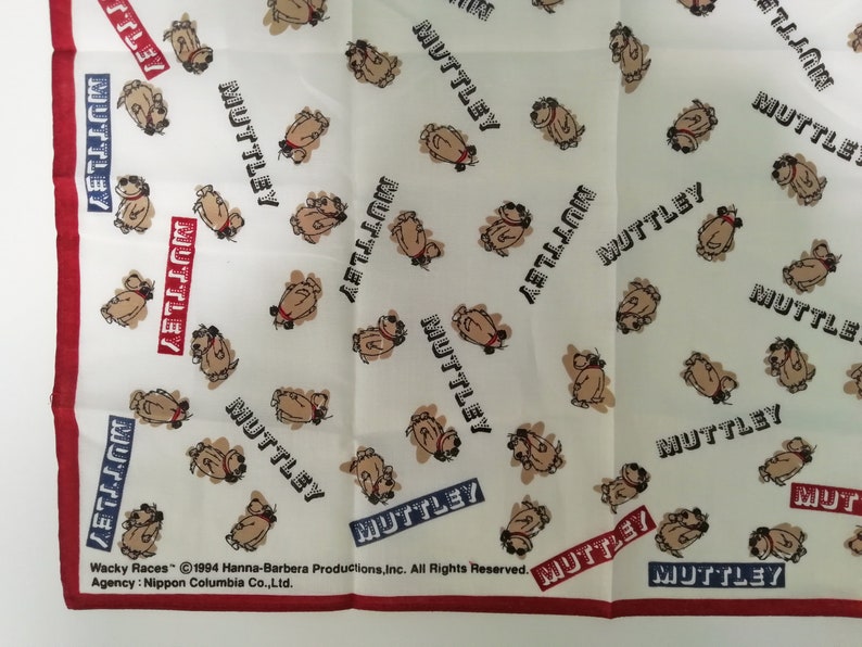 Vintage Hanna Barbera Muttley Wackey Race Handkerchief Bandana
