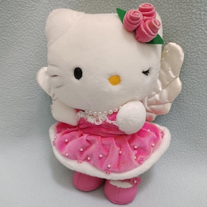 2000 vintage Hello Kitty Angel Peluche Poupée Sanrio Millennium Spécial Animal En Peluche Peluche Décor Rétro Japon Mascotte Chat Dessin Animé Kawaii Cadeau