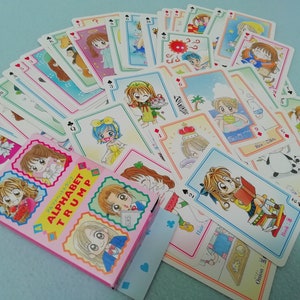 Carta de jogo Ribon Trump Vintage rara dos anos 90, Big Eye Girl Boy Shojo Manga Kawaii, impressão de personagem/feito no Japão/decoração colecionável, arte de parede