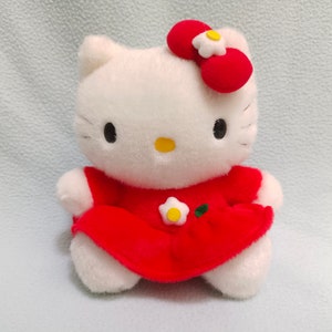 Hello Kitty Plush Doll Sanrio 6" Stuffed Animal Soft Toy Decor Retro Japan Mascot Cat Cartoon Kawaii Gift Red Dress Bow