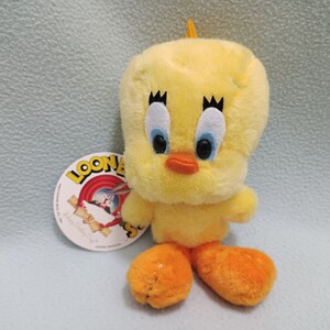 1989 Vintage Tweety Bird Looney Tunes Pluszowa 7" Cartoon Stuffed Animal Cute Soft Toy Doll / New Old Stock Tag NOS