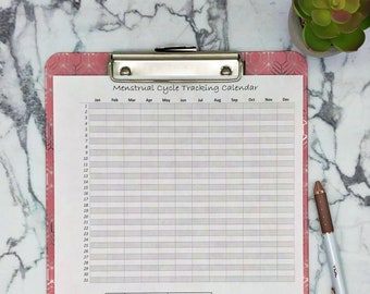 Tracciatore del ciclo stampabile, pianificatore di fertilità per l'ovulazione, diario del ciclo mestruale, inserti per pianificatore di download digitale