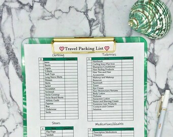 Elenco dei bagagli da viaggio stampabile, Lista di controllo dei bagagli per le vacanze, Tracker dei risparmi per le vacanze, Inserti per la pianificazione dei viaggi, Download digitale