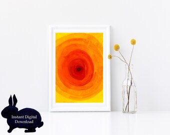 Stampa artistica astratta con sfumature arancioni, arredamento moderno per la casa (download digitale)