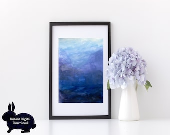 Stampa acquerello sfumato viola, arte astratta lavanda (download digitale)