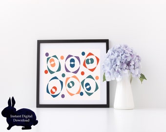 Stampa con motivo geometrico, stampabile astratta colorata, download digitale