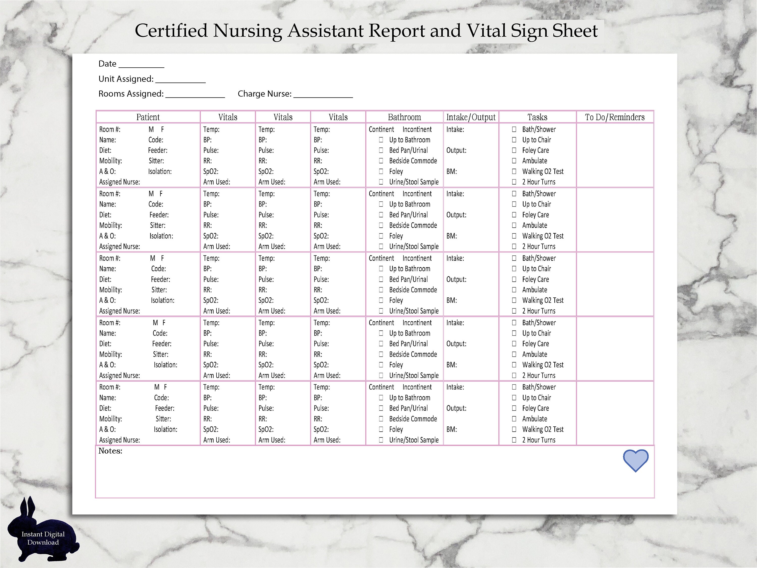 Cna Vital Sign Sheet Template Cna Vital Sign Sheet Template