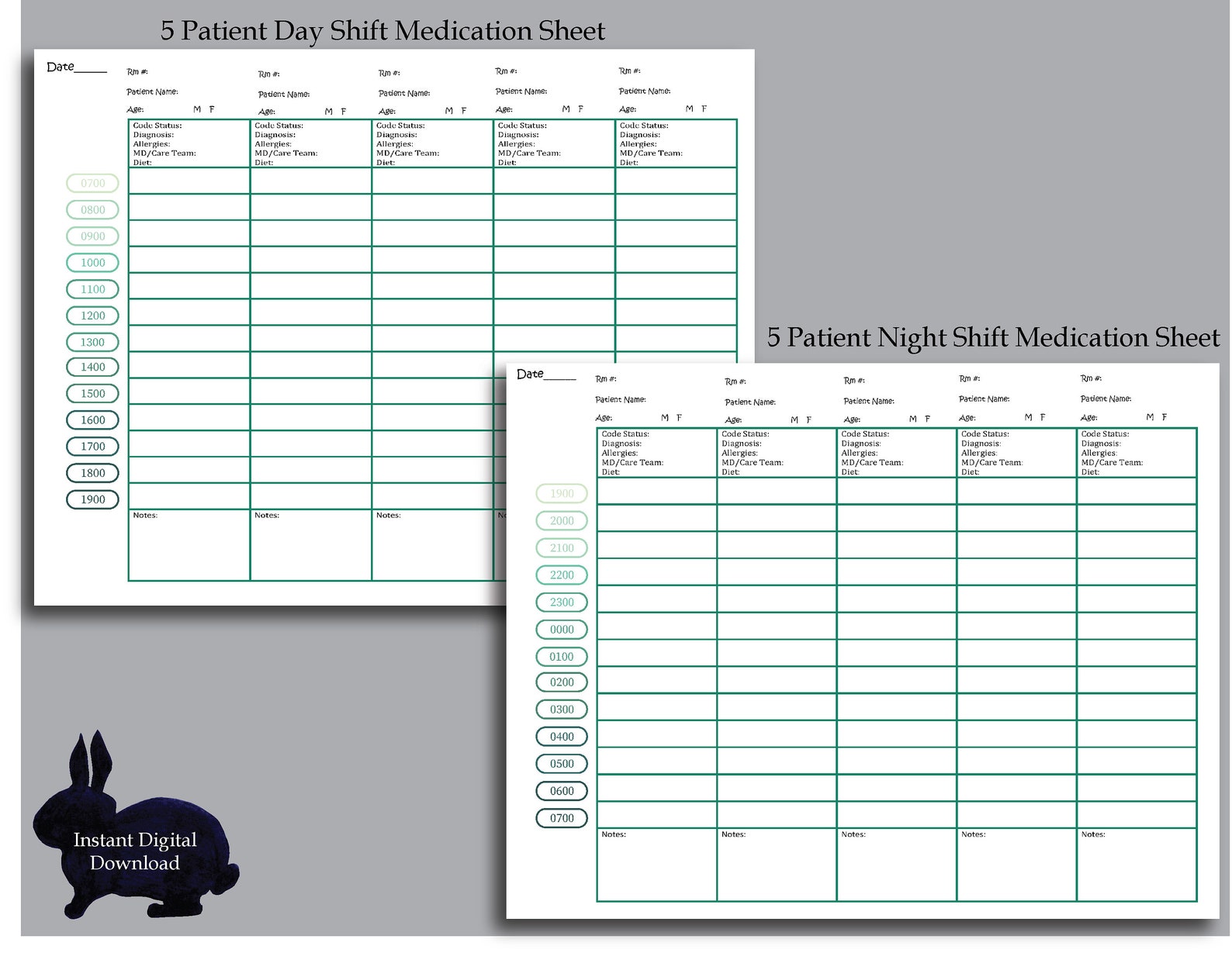 Nursing Shift Organization Sheet Nurse Day Planner Printable Etsy
