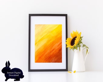 Dipinto astratto acquerello sfumato arancione, arte murale moderna (download digitale)