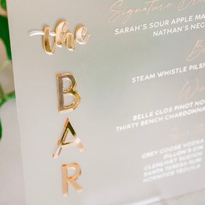 Acrylic Wedding Bar Sign | Signature Drink 8x10 Frosted Bar Menu | Open Bar Sign | Modern Wedding Sign | Event Stationery | His Hers Drinks
