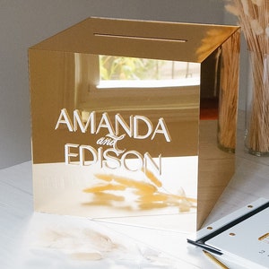 Personalized Wedding Card Box | Acrylic Money Box | Wedding Box for Cards | Bride Groom Name Card Box