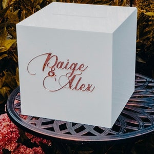 Boîte de carte de mariage personnalisée | Tirelire en acrylique | Boîte de mariage pour cartes | Boîte de carte de nom de mariée marié