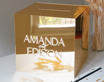 Personalized Wedding Card Box | Acrylic Money Box | Wedding Box for Cards | Bride Groom Name Card Box