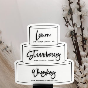 Hochzeitstorte Aroma Zeichen | Acryl Cake Etage Schild | Personalisierte Hochzeitstorte | Mattiertes Acryl-Hochzeitsschild | Hochzeitstorte Aroma Zeichen
