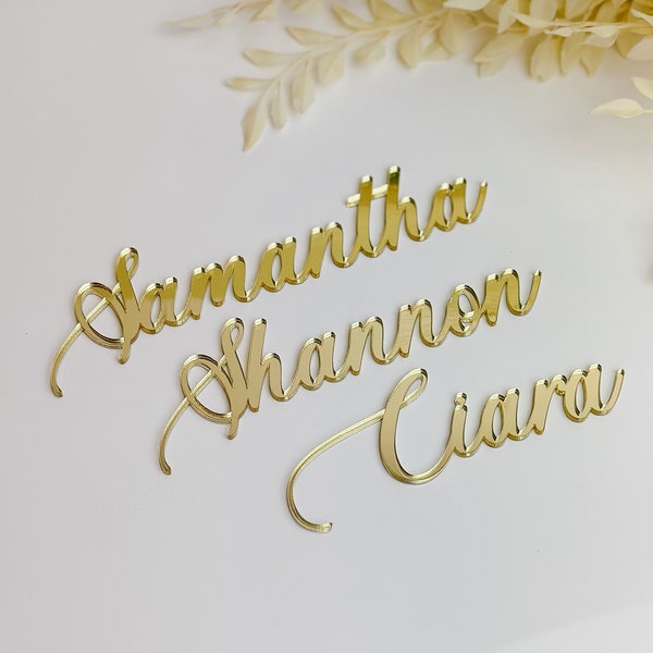 Acrylic 3D Name Decal | Acrylic Lettering | Bridesmaid Gift Box Name Decal | Gold Mirror Cut Out Acrylic Names | Bridesmaid Proposal Name