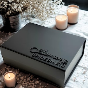 Luxe gepersonaliseerde geschenkdoos | Magnetische matzwarte geschenkdoos voor bruidsmeisjes | Trouwdag aandenken | Voorstellendoos bruidsmeisje | Wees mijn bruidsmeisje