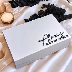 Luxury Personalized Gift Box | Magnetic Matte Black Bridesmaid Gift Box | Wedding Day Keepsake | Bridesmaid Proposal Box | Be My Bridesmaid