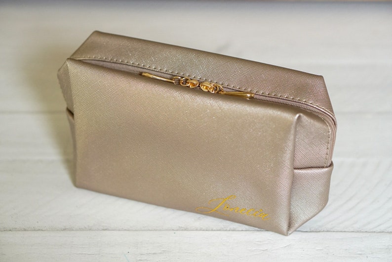 Personalized Makeup Bag Toiletry Bag Bridesmaid Bag bridesmaid Proposal Personalized Clutch Cosmetic Bag Pouch Be My Bridesmaid Taupe (Standard)