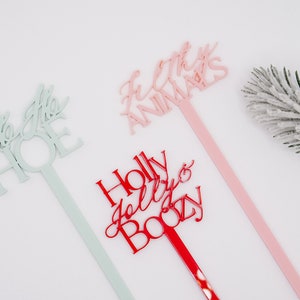 6-Pack Funny Holiday Stir Sticks | Christmas Drink Stirrers | Holiday Swizzle Sticks | Christmas Party Decor | Christmas Drink Stir Sticks