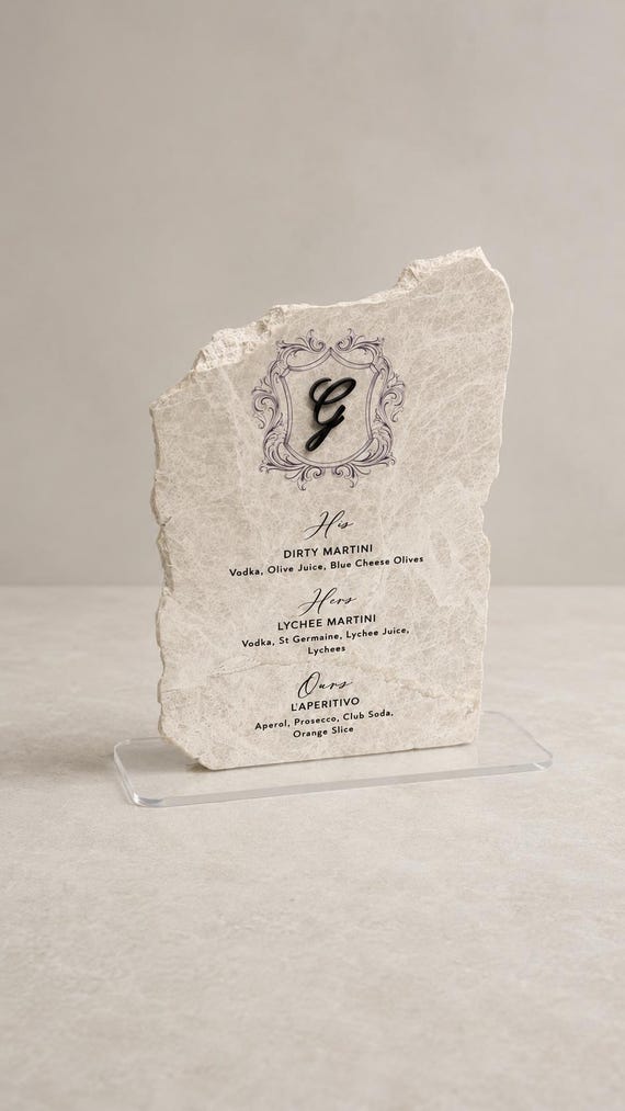 Marble Stone Wedding Bar Sign | Signature Cocktail Wedding Sign