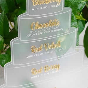Hochzeitstorte Aroma Zeichen | Acryl Cake Etage Schild | Personalisierte Hochzeitstorte | Mattiertes Acryl-Hochzeitsschild | Hochzeitstorte Aroma Zeichen