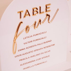 Arched Acrylic Seating Chart | Freestanding Table Assignments | Seating Assignment with Stand | Modern Seating Arrangements | Wedding Sign image 3