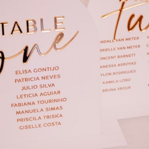 Arched Acrylic Seating Chart | Freestanding Table Assignments | Seating Assignment with Stand | Modern Seating Arrangements | Wedding Sign image 6