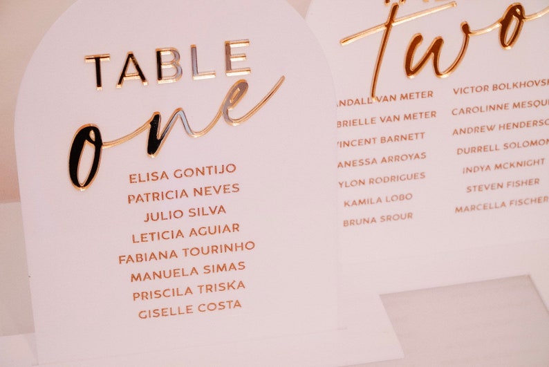 Arched Acrylic Seating Chart Freestanding Table Assignments Etsy