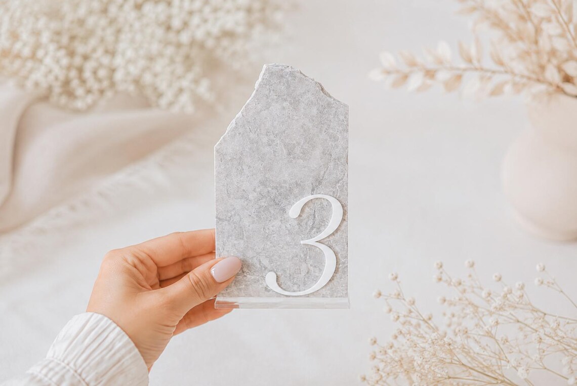 Stone Marble 3x5 Table Numbers | Wedding Table Numbers | Natural Stone ...