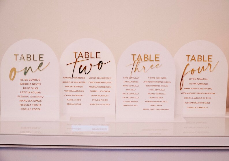 Arched Acrylic Seating Chart Freestanding Table Assignments Etsy