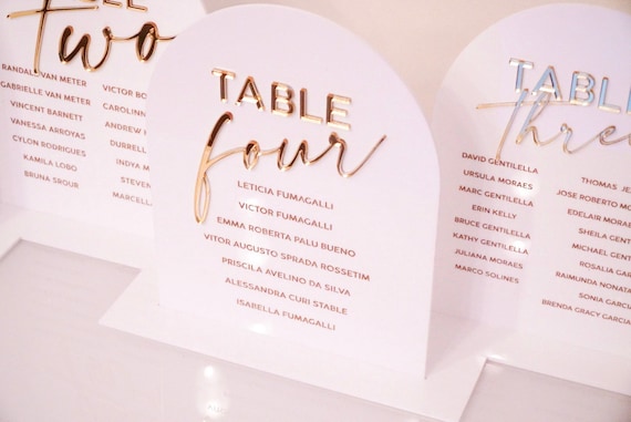 Arched Acrylic Seating Chart | Freestanding Table Assignments | Seating Assignment with Stand | Modern Seating Arrangements | Wedding Sign