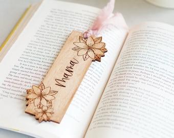 Mother’s Day Engraved Wooden Bookmark | Custom Bookmark | Handmade Wood Stain Laser Engraved Bookmark | Gift for Book Lover Bookworm Gift