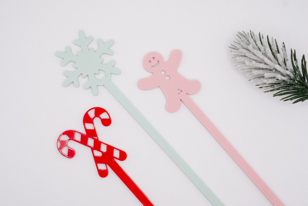 7pack Acrylic Holiday Stir Sticks Christmas Drink Stirrers Holiday